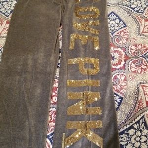 VS gray velour sequin pants